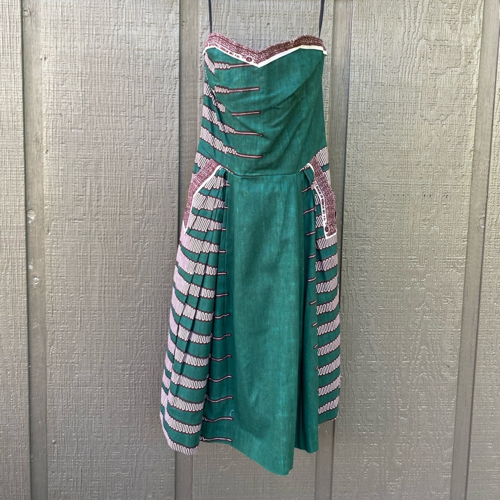 Anthropologie Batik Strapless Tribal Dress Size 4